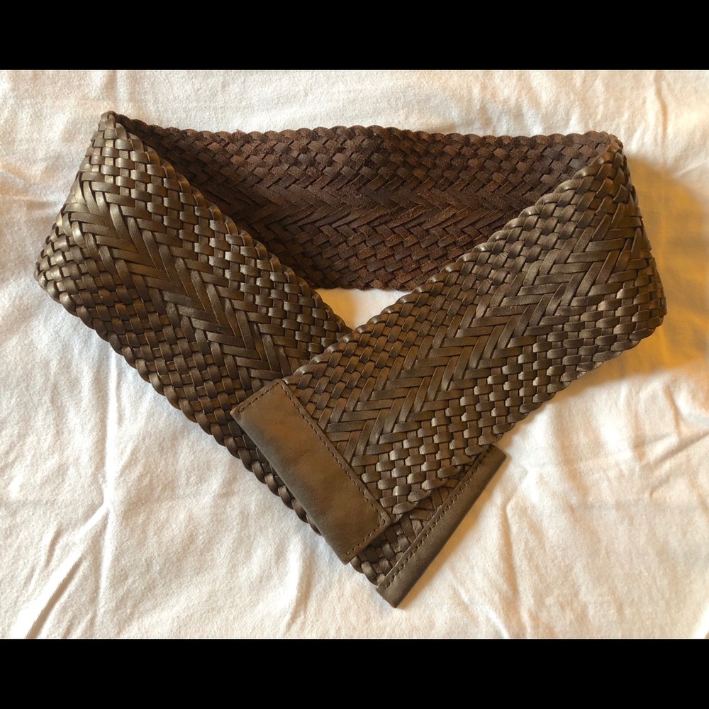 Club Monaco Wide Woven Leather Belt